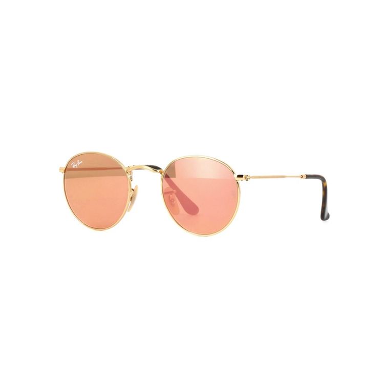 Óculos Ray-Ban Round RB3447 metal dourado lente espelhada rosê